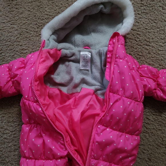Carter's Infant Girls Puffer Snowsuit - Picture 6 of 6